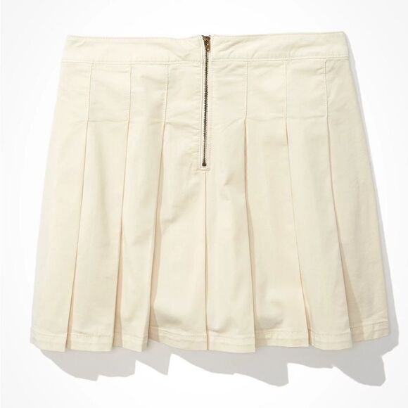 American Eagle AE Super High-Waisted Pleated Peplum Cream Color Skirt Y2K Grunge - Picture 6 of 11